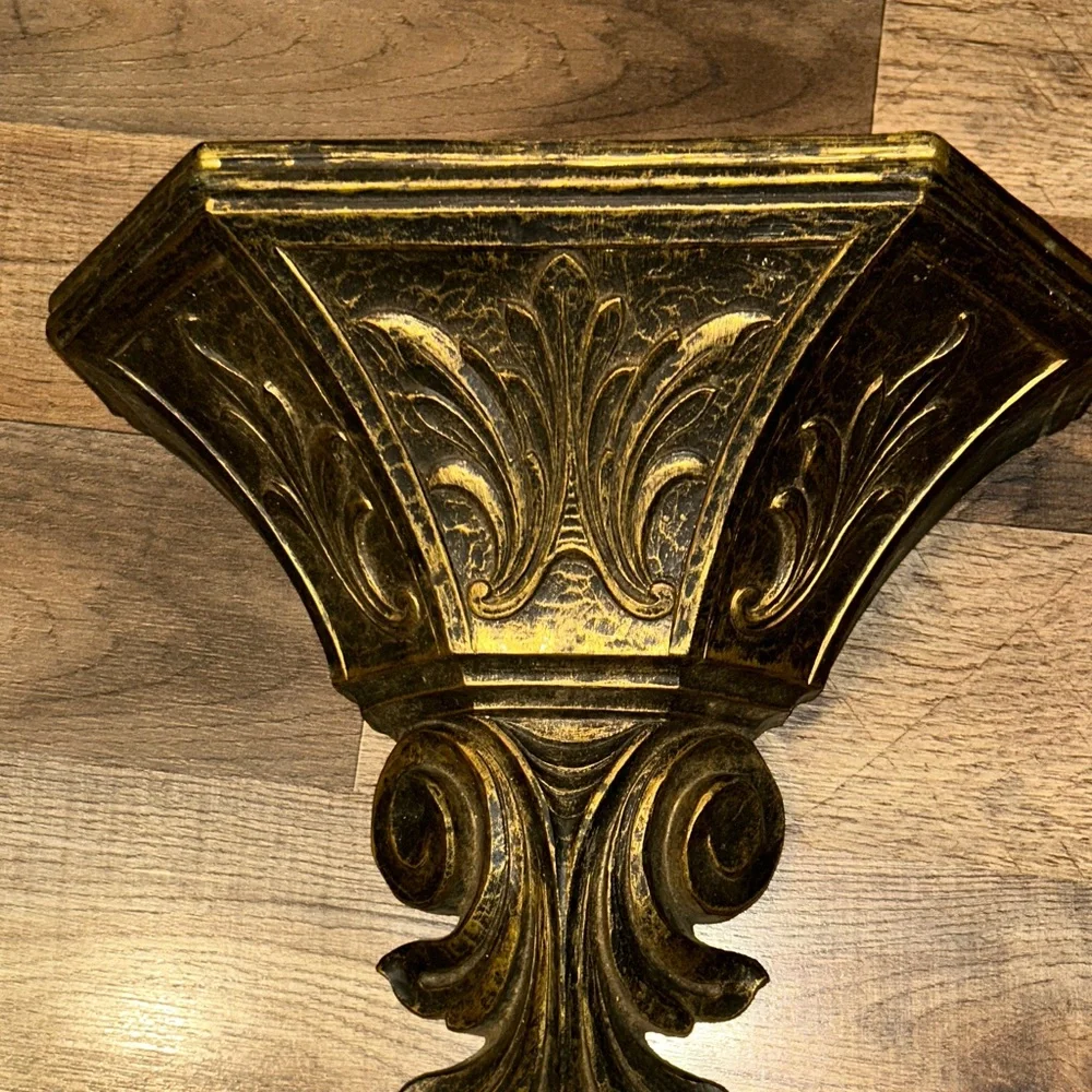 Vintage MCM Hollywood regency Ornate Gold Wall Sconce/ Wall planter